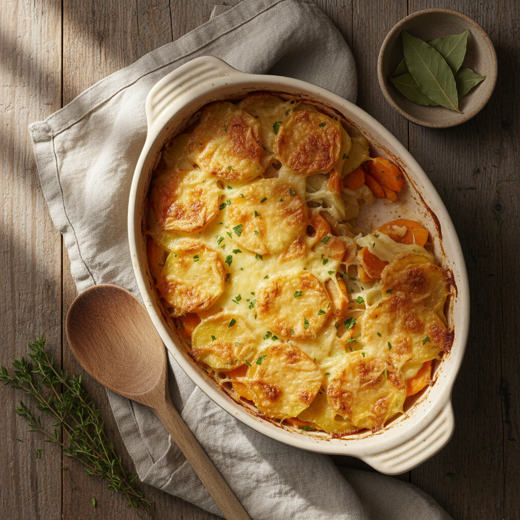 Gratin de pommes de terre et carottes