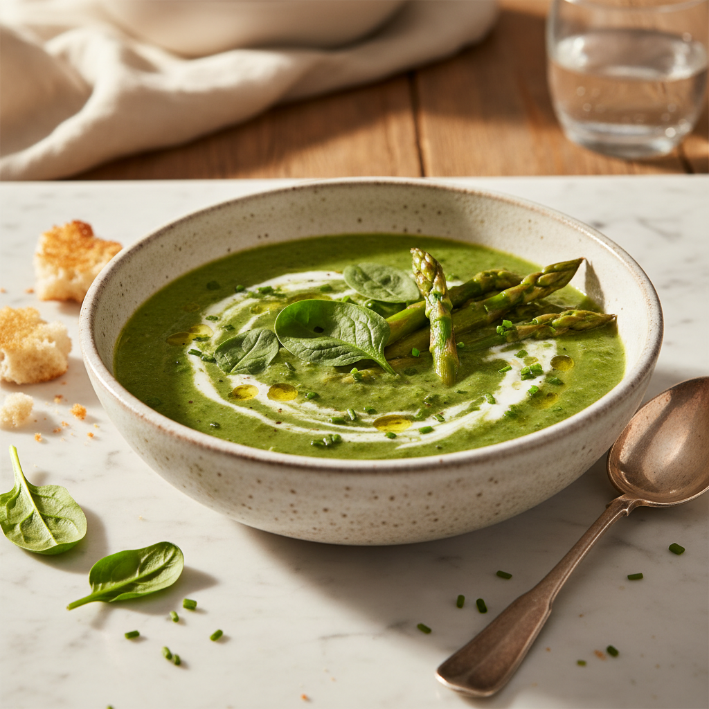 Soupe Crémeuse Épinards et Asperges