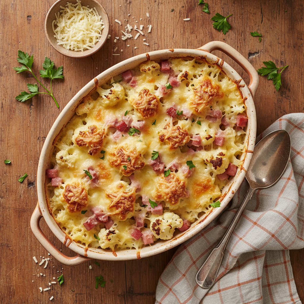 Gratin de Chou-fleur et Jambon