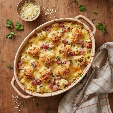 Blumenkohl-Schinken-Gratin