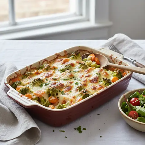 Broccoli and Carrot Gratin with Gruyère