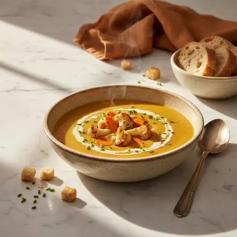 Cremige Blumenkohl- und Möhrensuppe