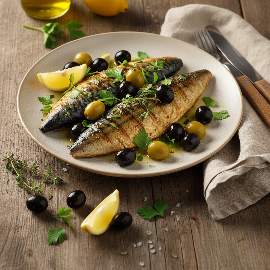 Poisson Grillé aux Olives et Herbes Méditerranéennes