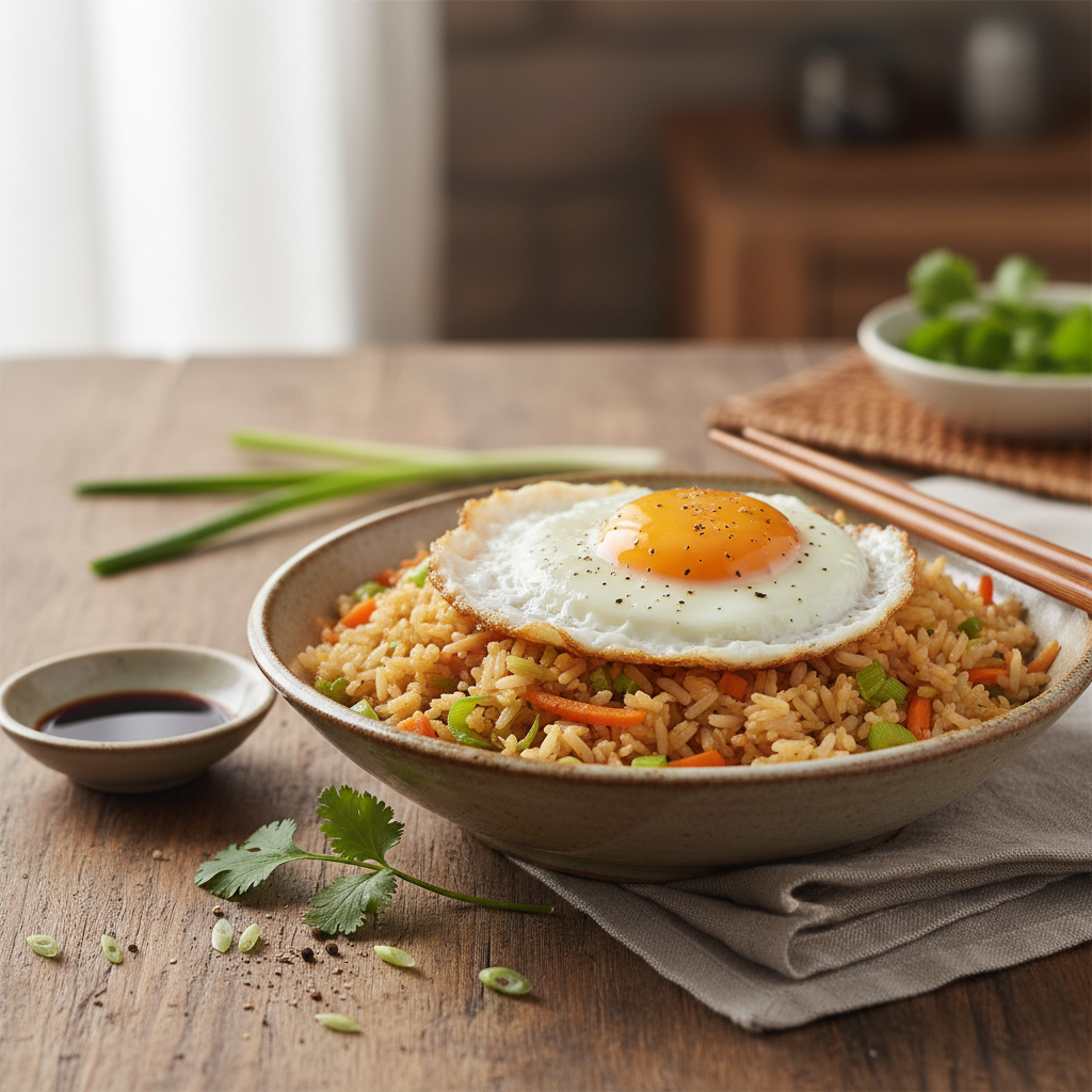 Riz Sauté aux Légumes et Œuf