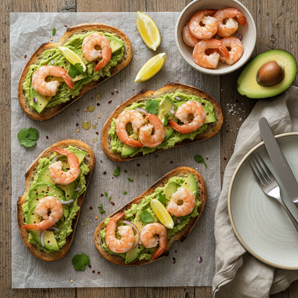 Tartines Gourmandes aux Crevettes et Avocat