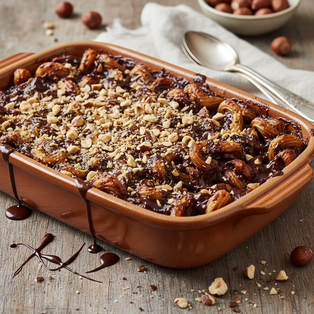 Gratin de Pâtes au Chocolat et Noisettes