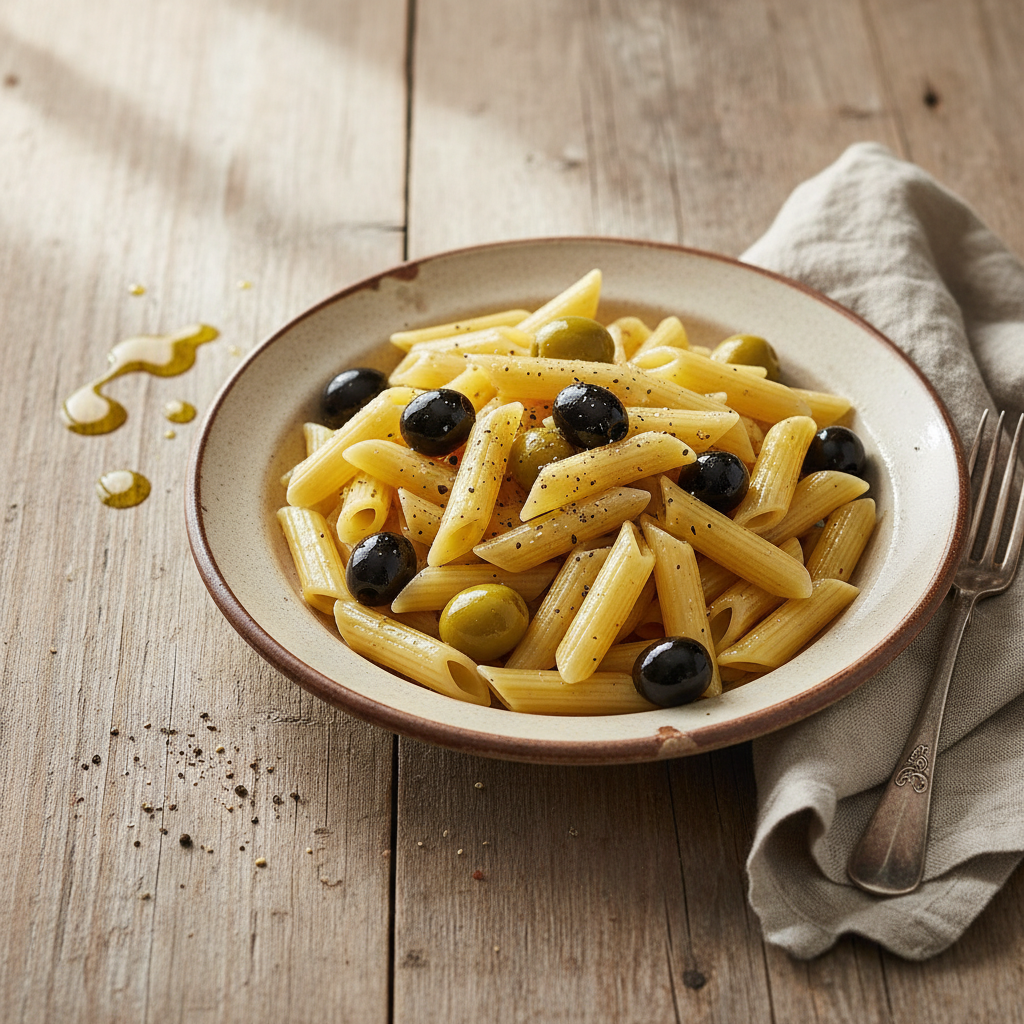 Penne aux Olives et Huile d'Olive