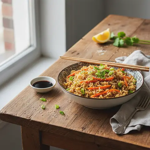 Stir-Fried Rice with Carrots and Leeks