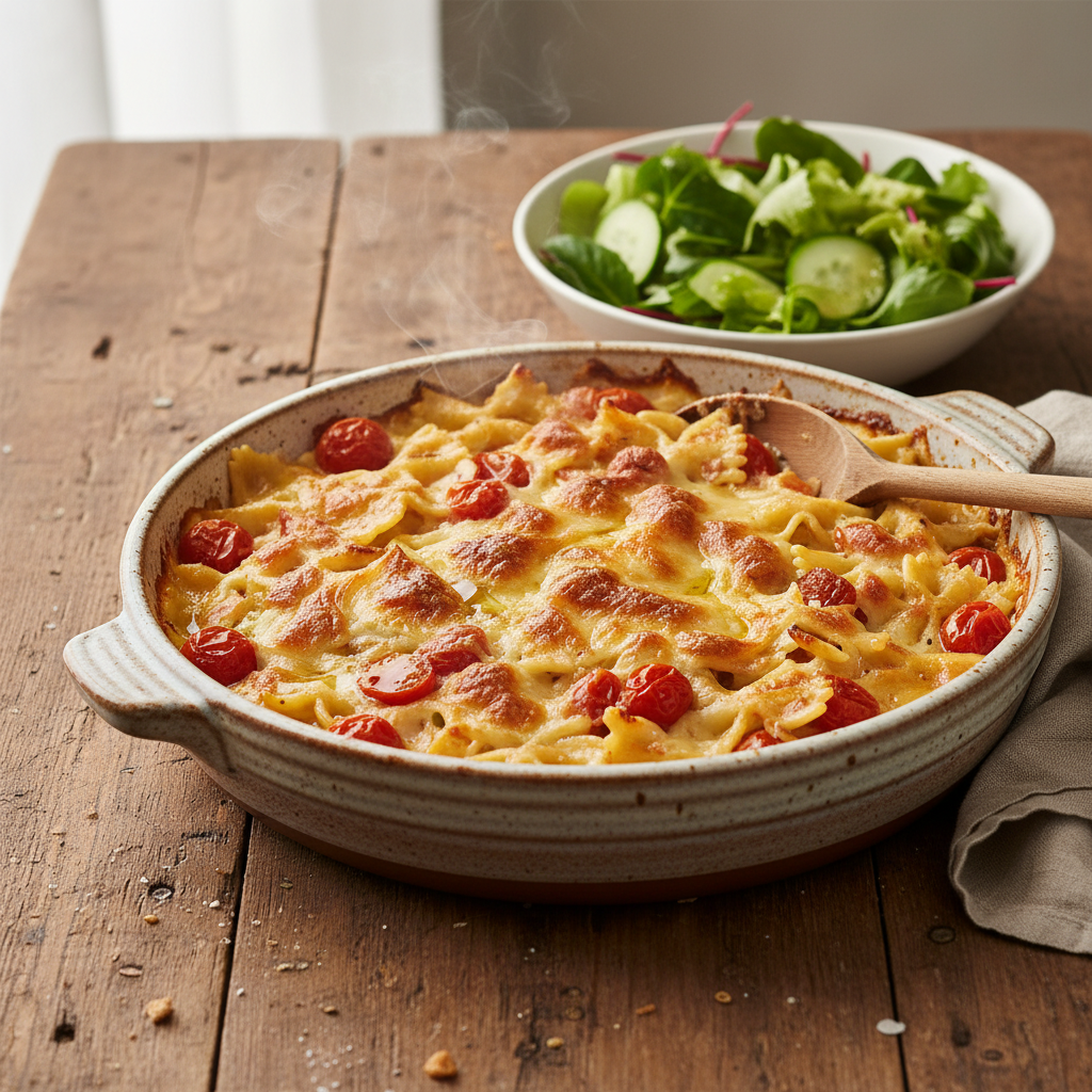 Gratin de Farfalles au Gruyère et Tomates