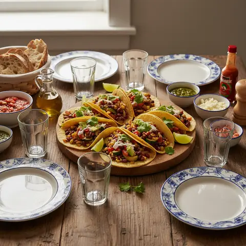 Vegetarische Tacos mit Gemüse und Bohnen