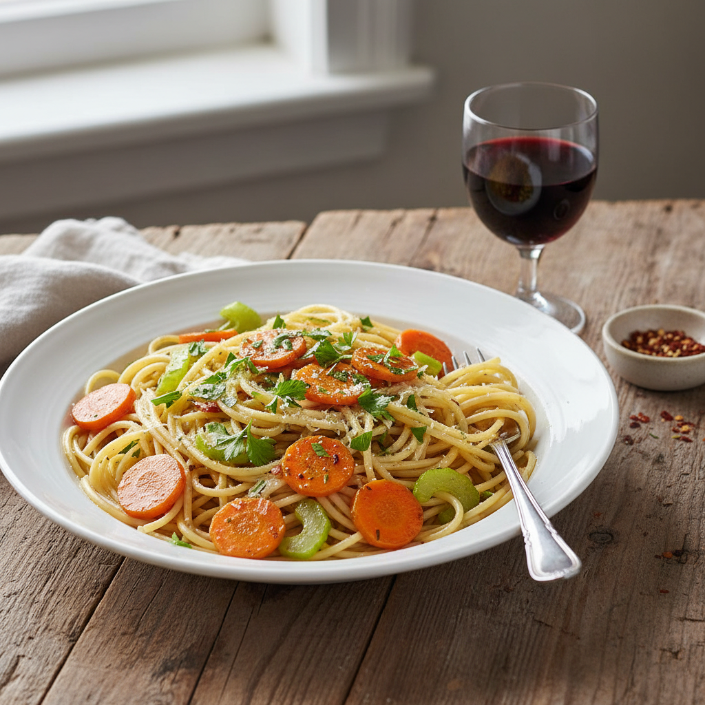 Spaghettis aux Légumes Poêlés