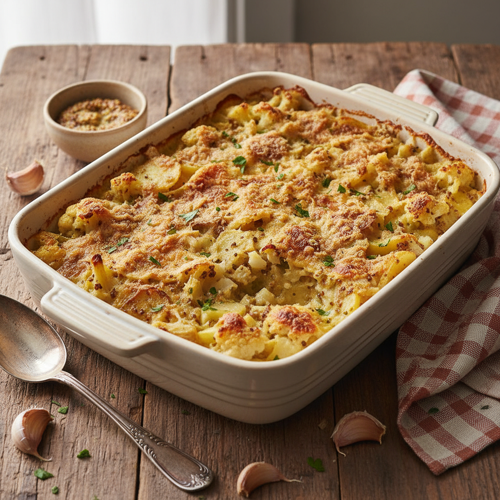 Gratin de Chou-fleur et Pommes de Terre à la Moutarde