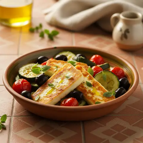 Mediterranean Bowl with Halloumi and Roasted Vegetables