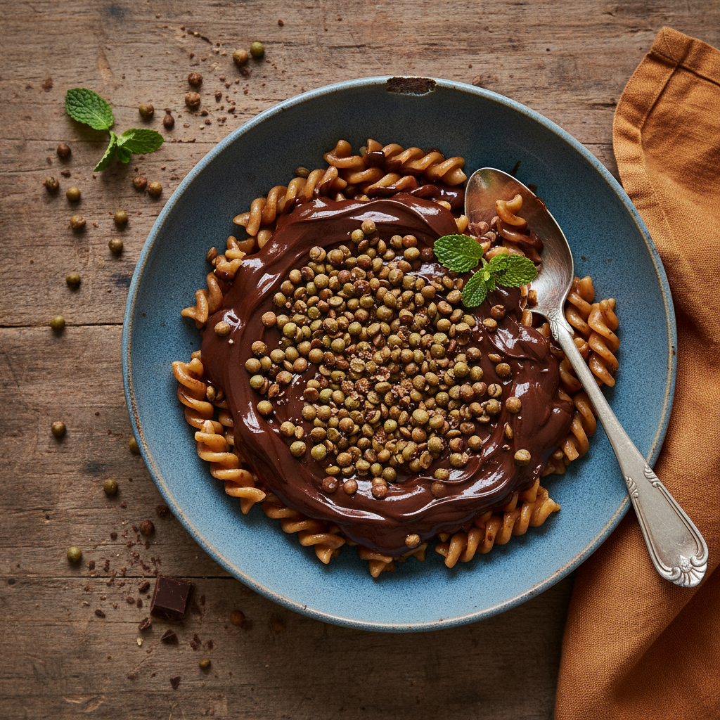 Pâtes au Chocolat et Lentilles (Dessert Gourmand)
