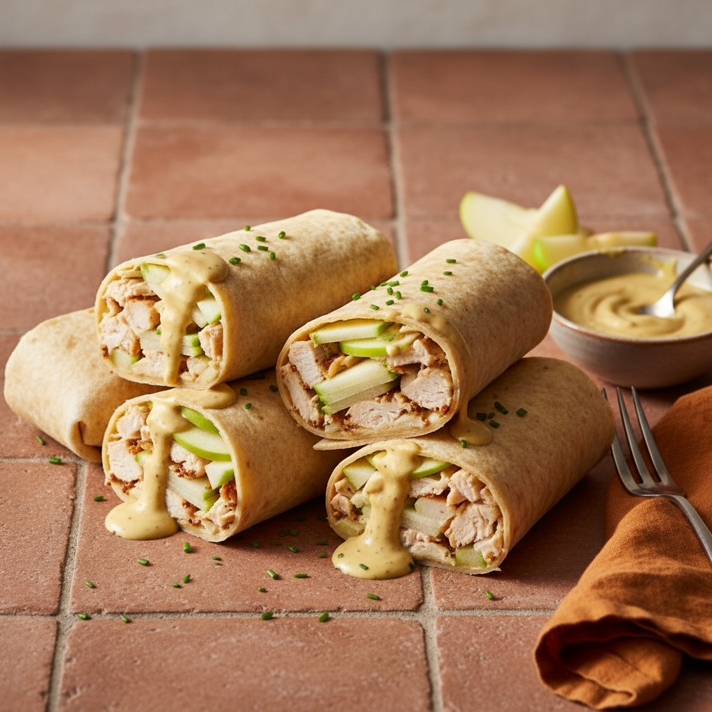 Wraps poulet-pomme avec sauce moutarde