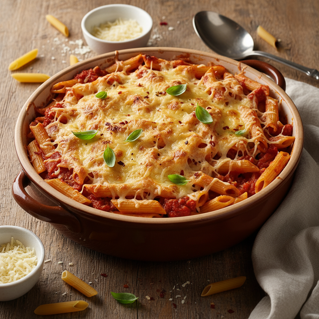 Gratin de Penne à la Tomate et Fromage