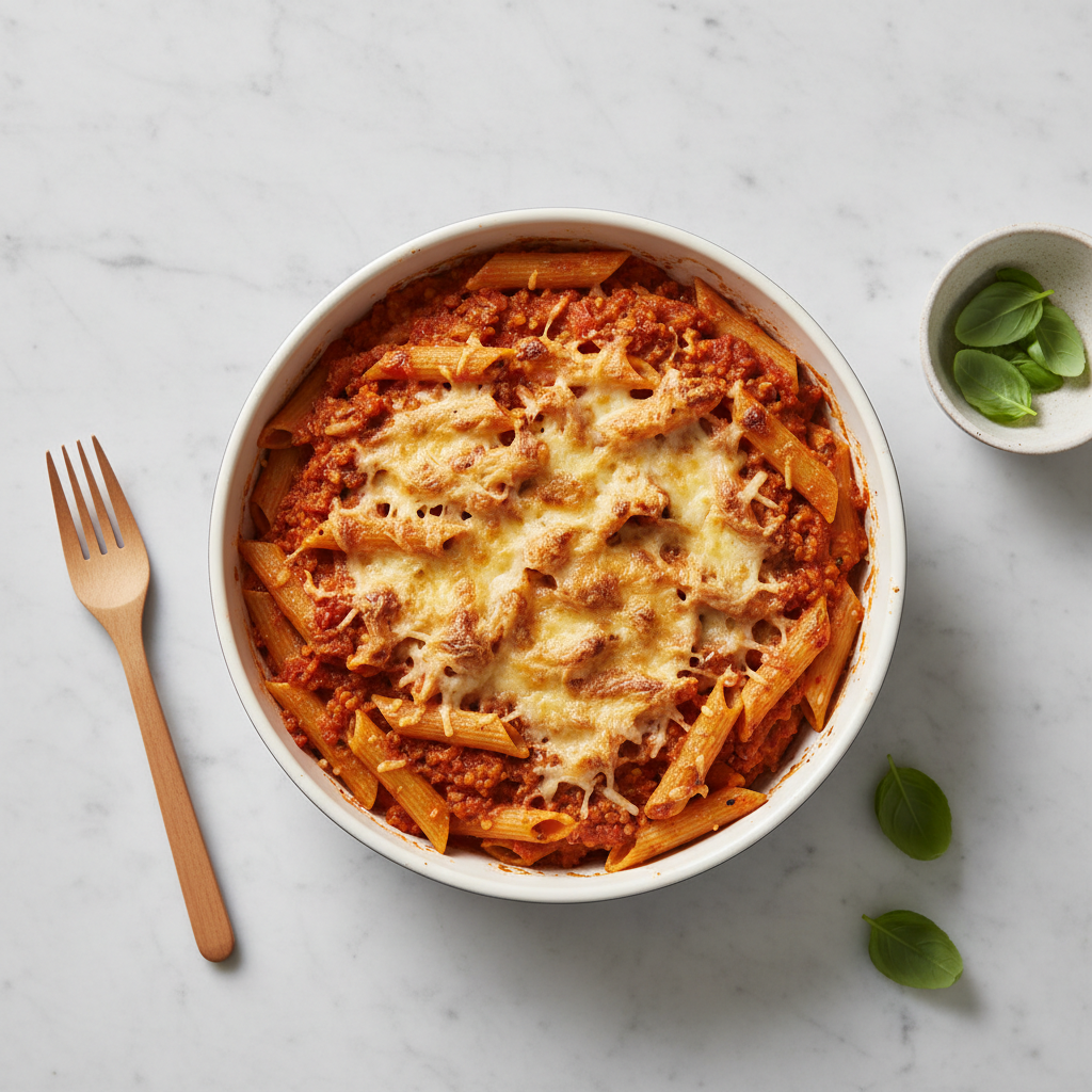 Gratin de Penne à la Bolognaise Végétarienne