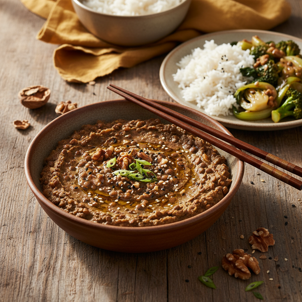 Pâte de Noix et Lentilles (Style Asiatique)