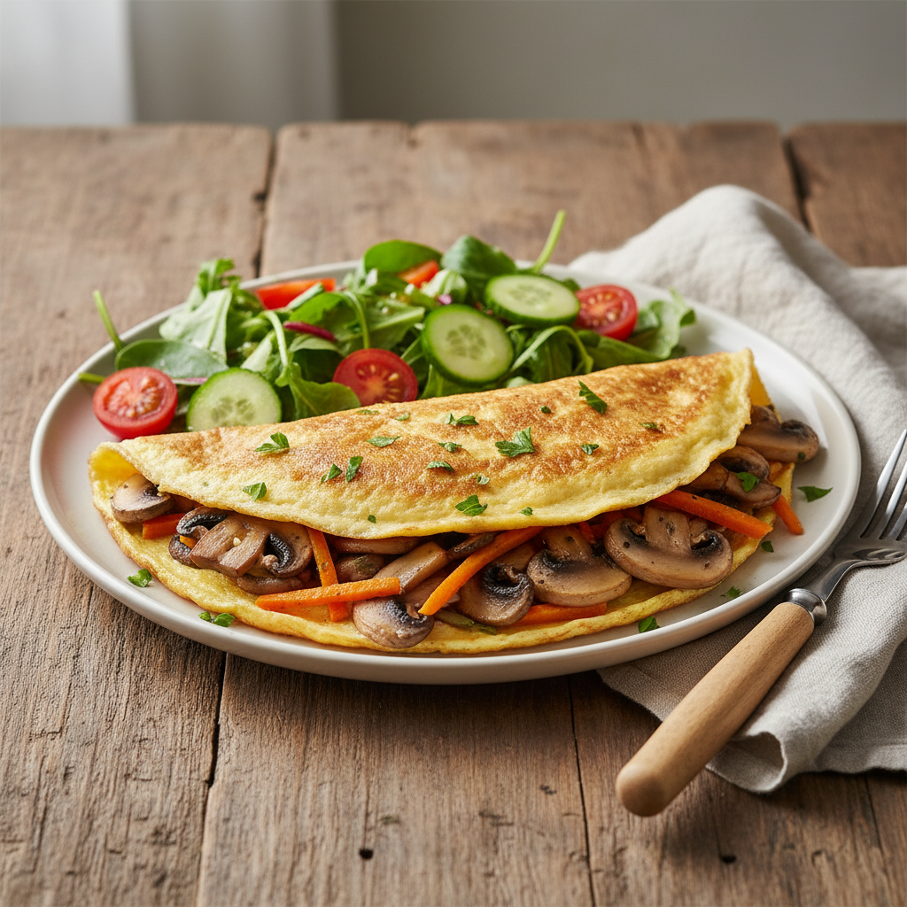 Omelette aux champignons et carottes