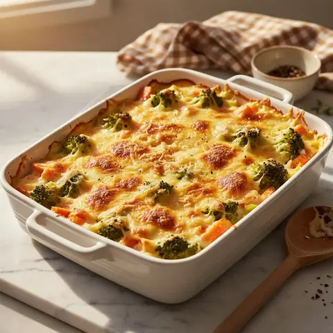 Broccoli and Carrot Gratin with Gruyère