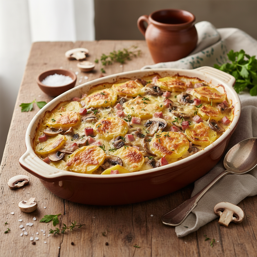 Gratin de Pommes de Terre et Champignons