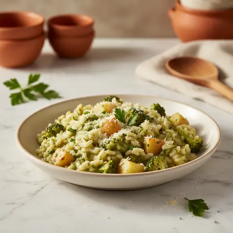 Italian-Style Risotto with Potatoes and Broccoli