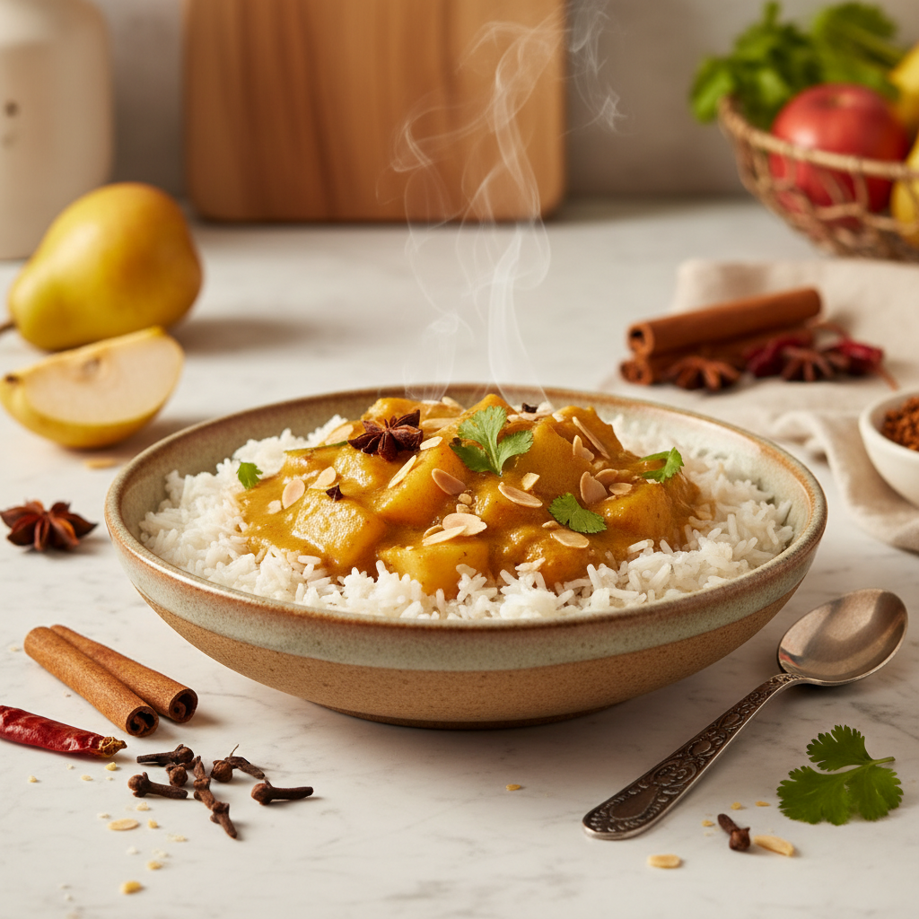 Curry de Poires et Pommes avec Lait de Coco