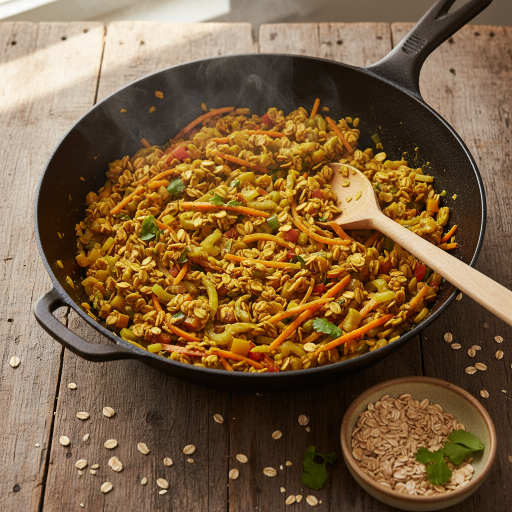 Wok de Flocons d'Avoine et Légumes