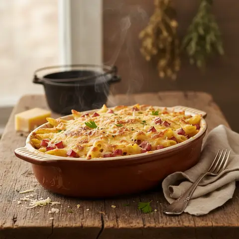 Penne-Gratin mit Gruyère