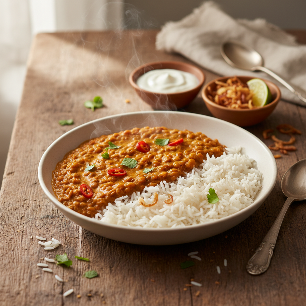 Curry de Lentilles Rouges et Riz