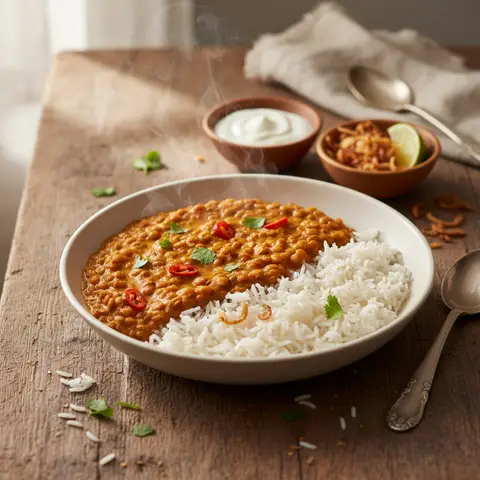 Curry de Lentilles Rouges et Riz