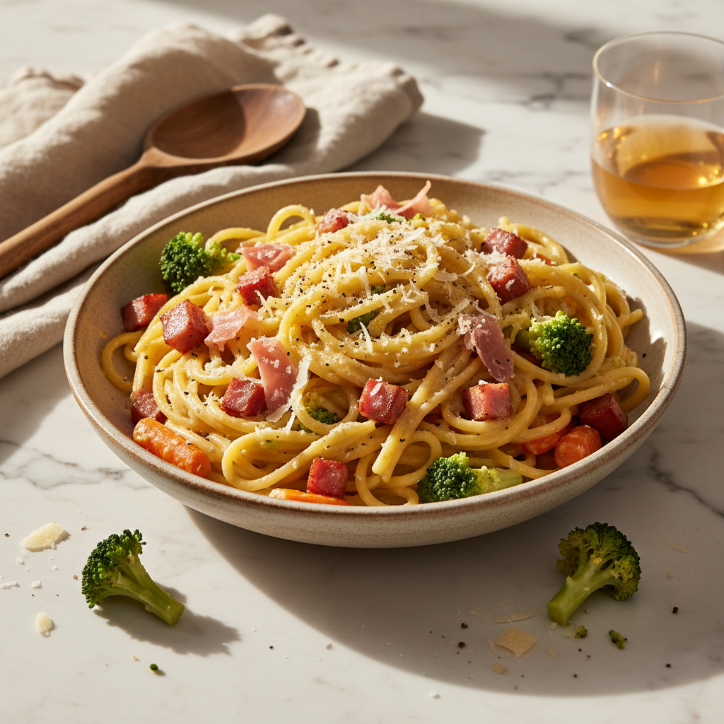 Pâtes Carbonara Revisitées aux Légumes