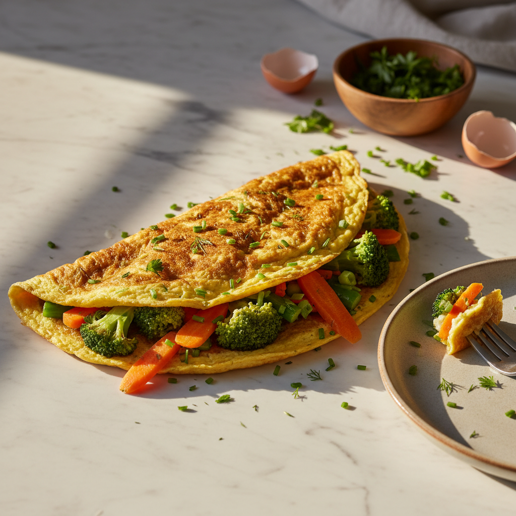 Omelette Végétarienne aux Légumes et Herbes