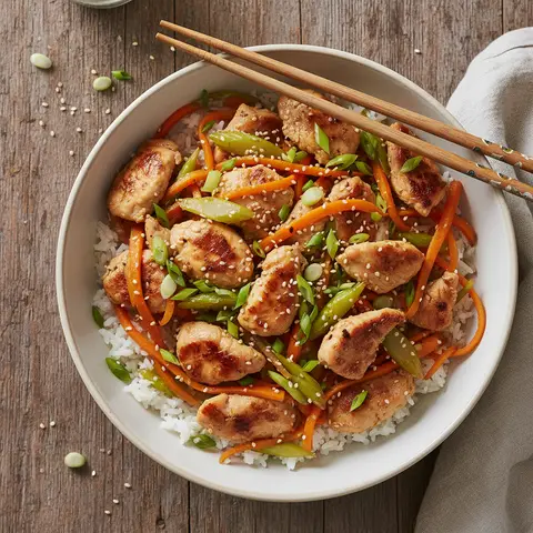 Hähnchen im Wok mit Karotten und Sellerie