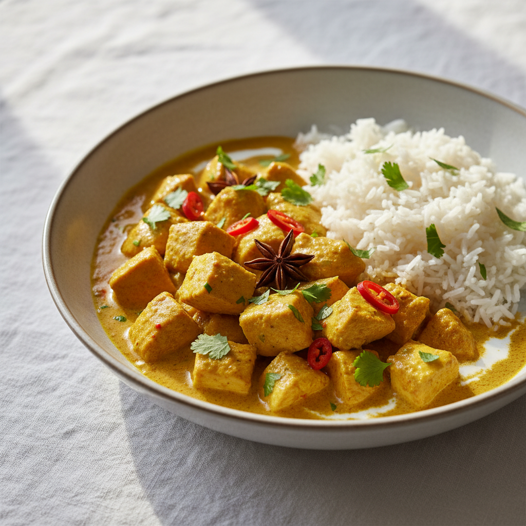 Poulet Sauce Curry Coco avec Riz