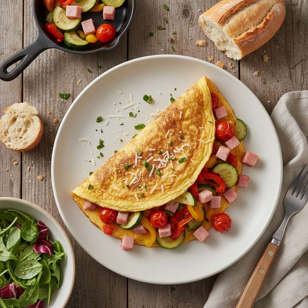 Omelette Jambon-Fromage et Légumes