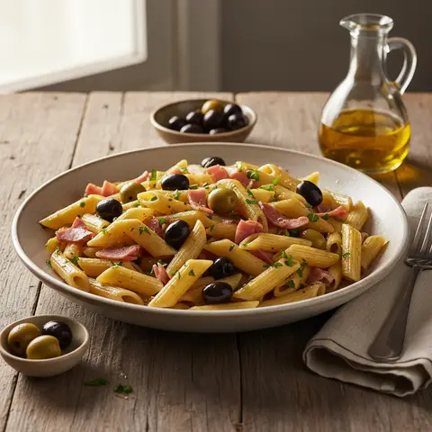 Pâtes aux Olives et Jambon
