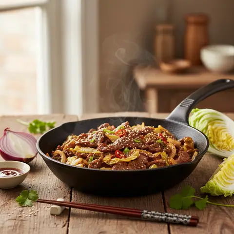Boeuf saute au wok facon bulgogi