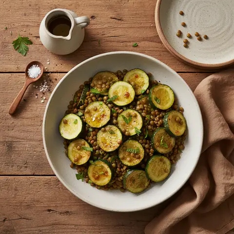 Gebratene Zucchini mit Linsen