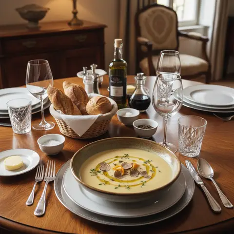 Cauliflower Velouté with Orange and Thyme - Truffle Cream