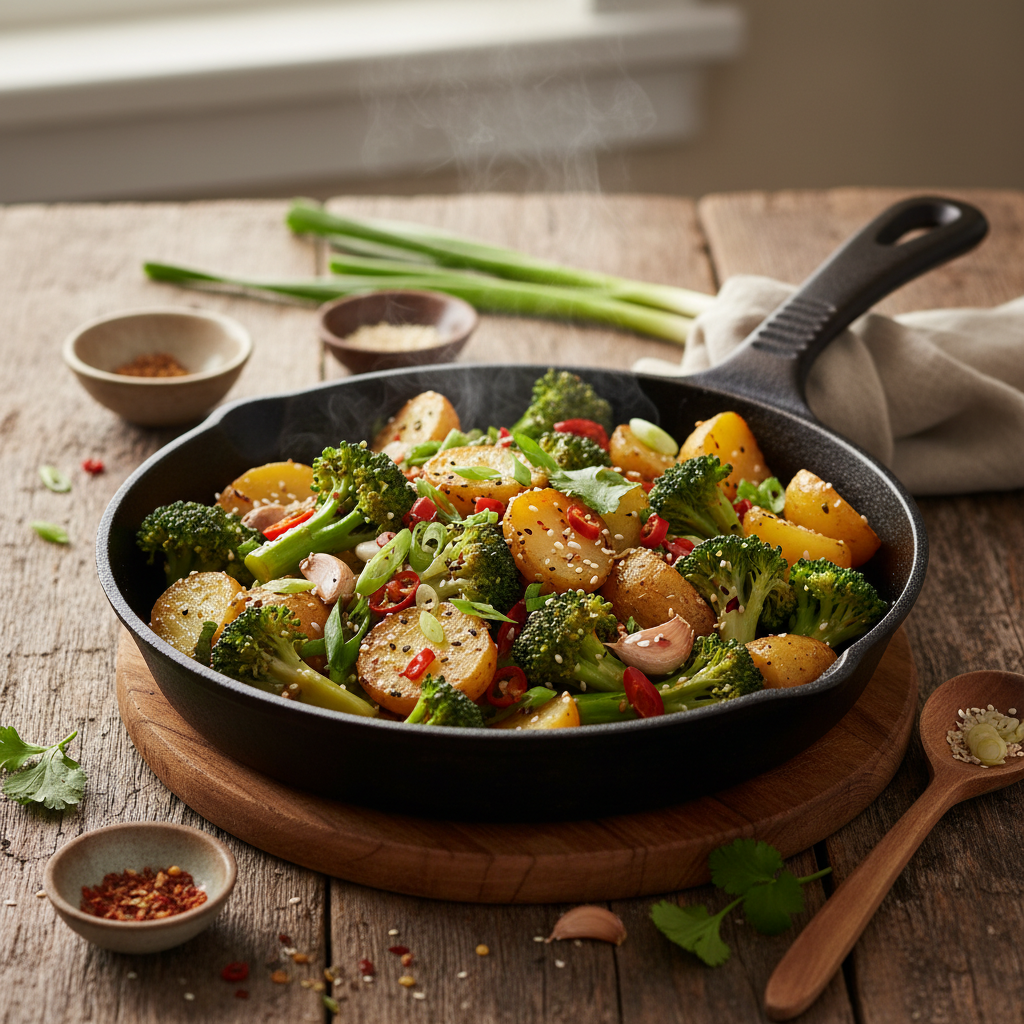 Sauté de Pommes de Terre et Brocoli à l'Asiatique
