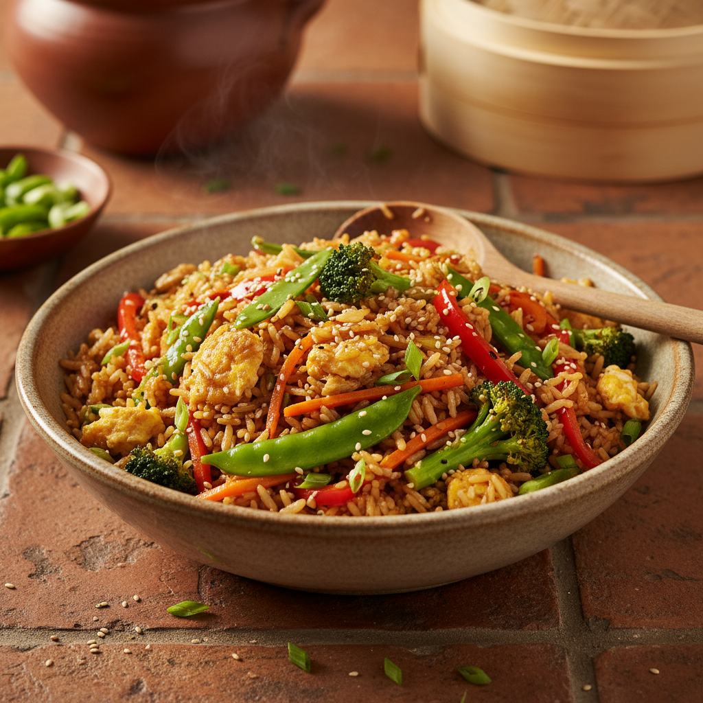Riz Sauté aux Œufs et Légumes