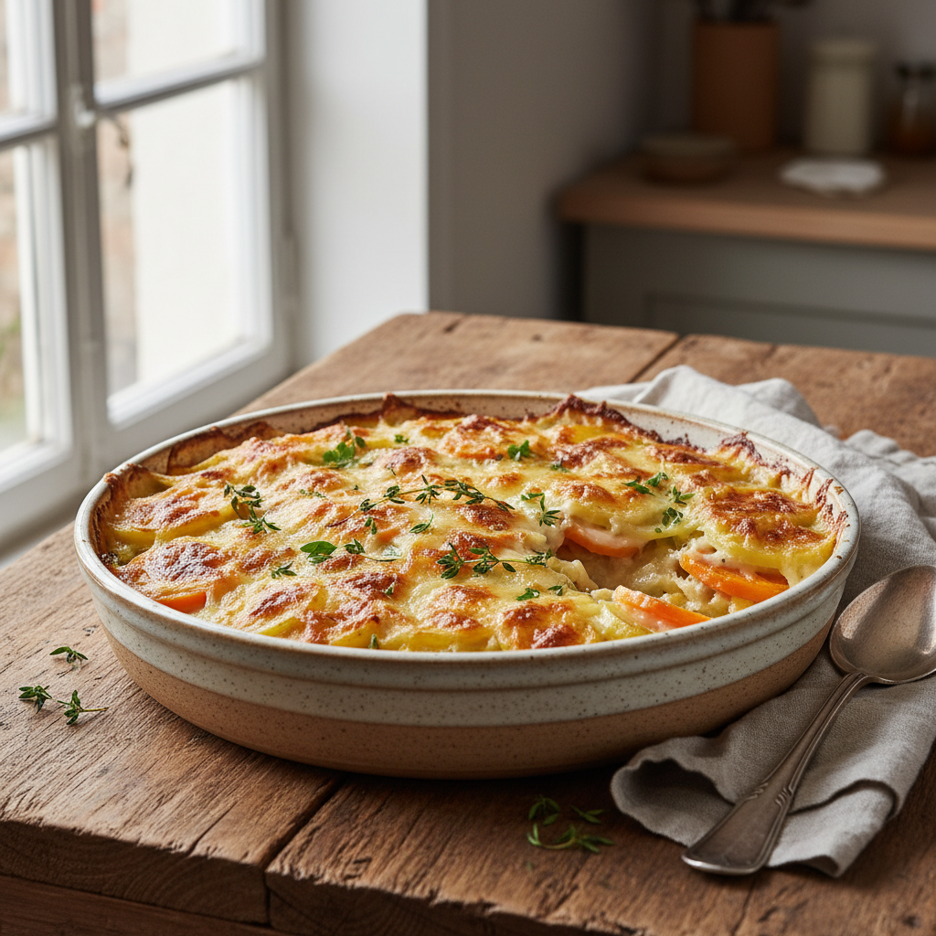 Gratin de pommes de terre et carottes