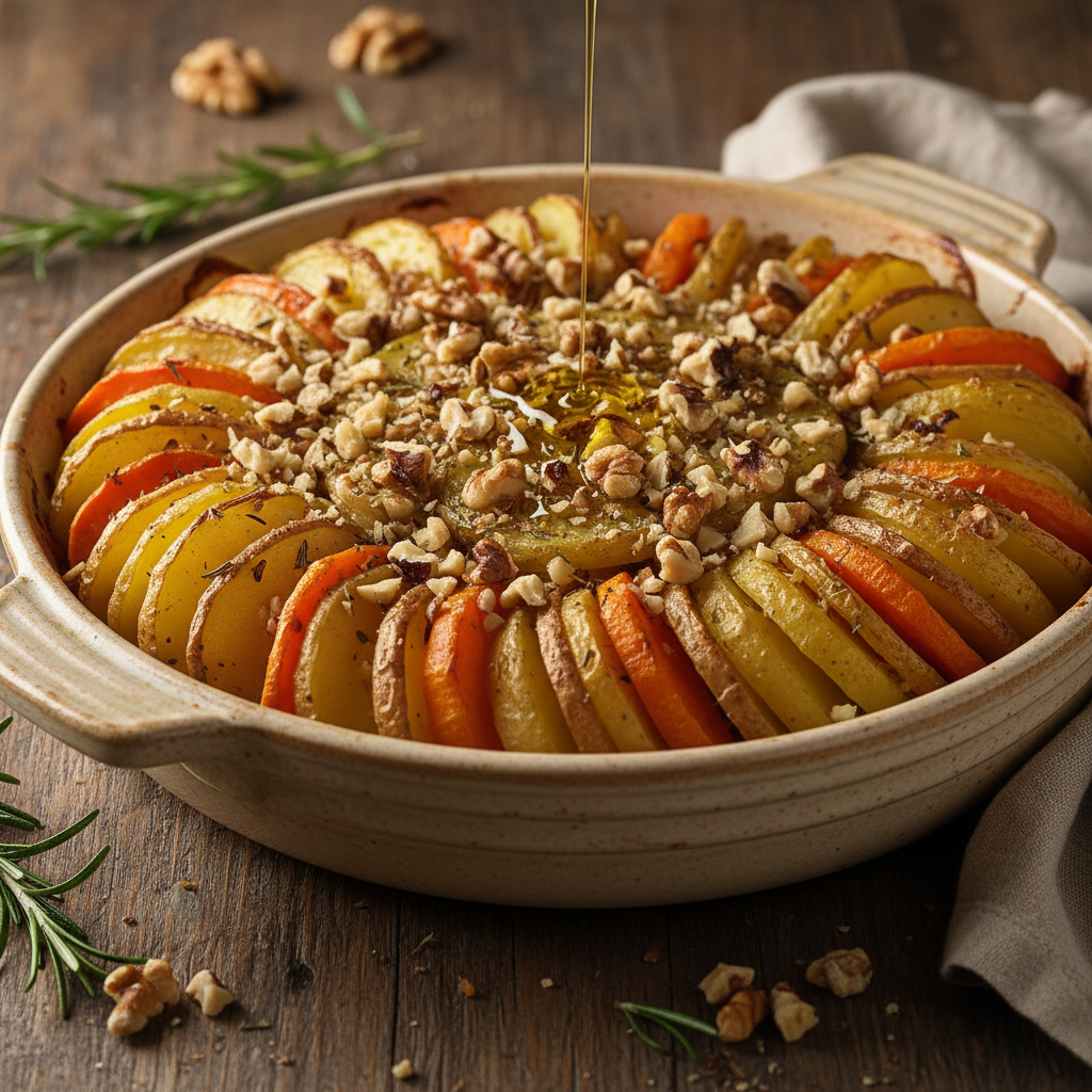 Gratin de Pommes de Terre et Carottes aux Noix