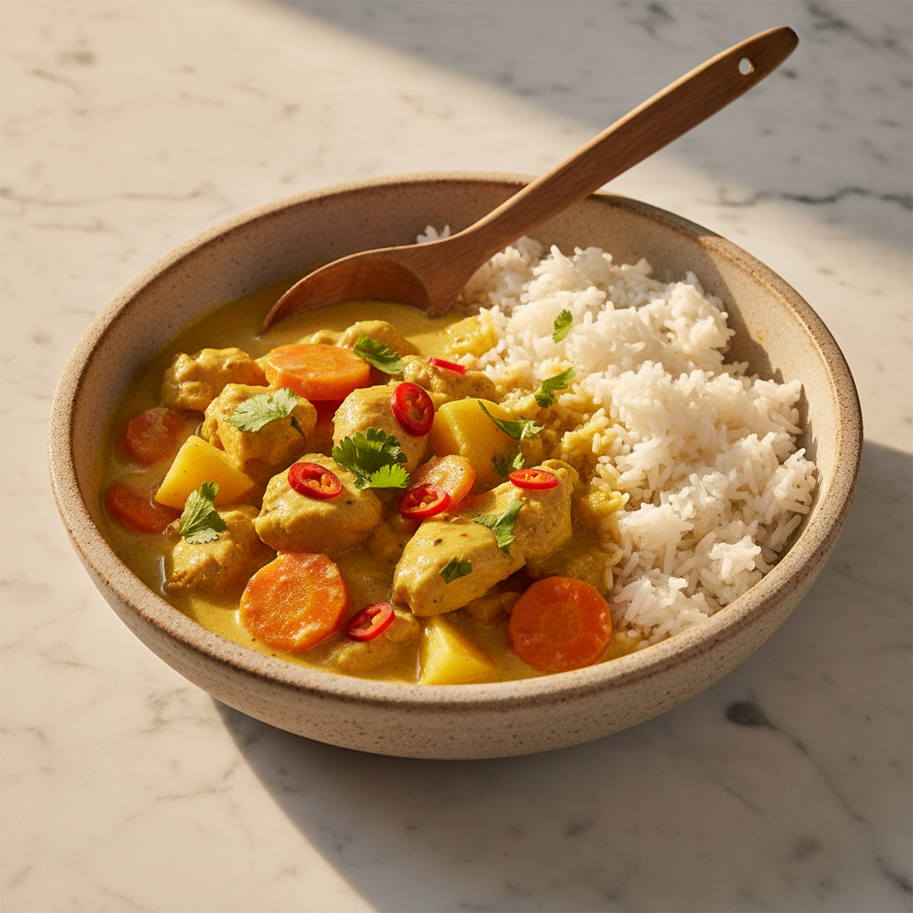 Curry asiatique de poulet à la noix de coco