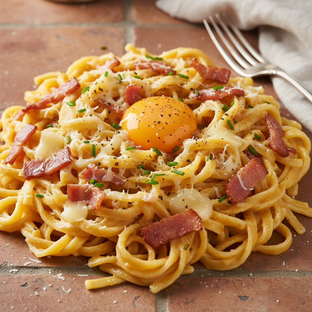 Pâtes Carbonara Revisitée au Jambon