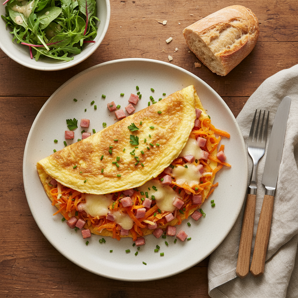 Omelette Paysanne aux Carottes et Jambon