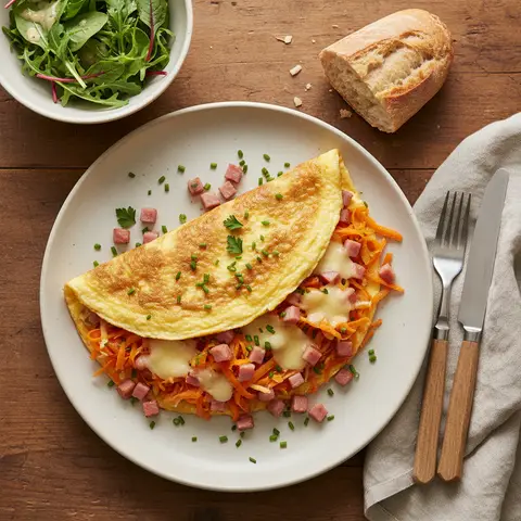 Country-Style Omelette with Carrots and Ham