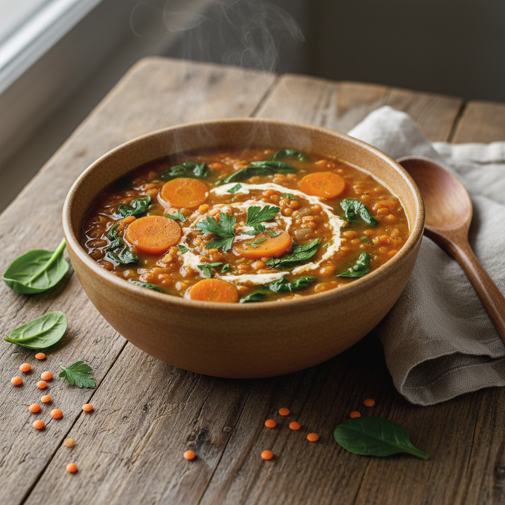 Soupe aux Lentilles et Épinards