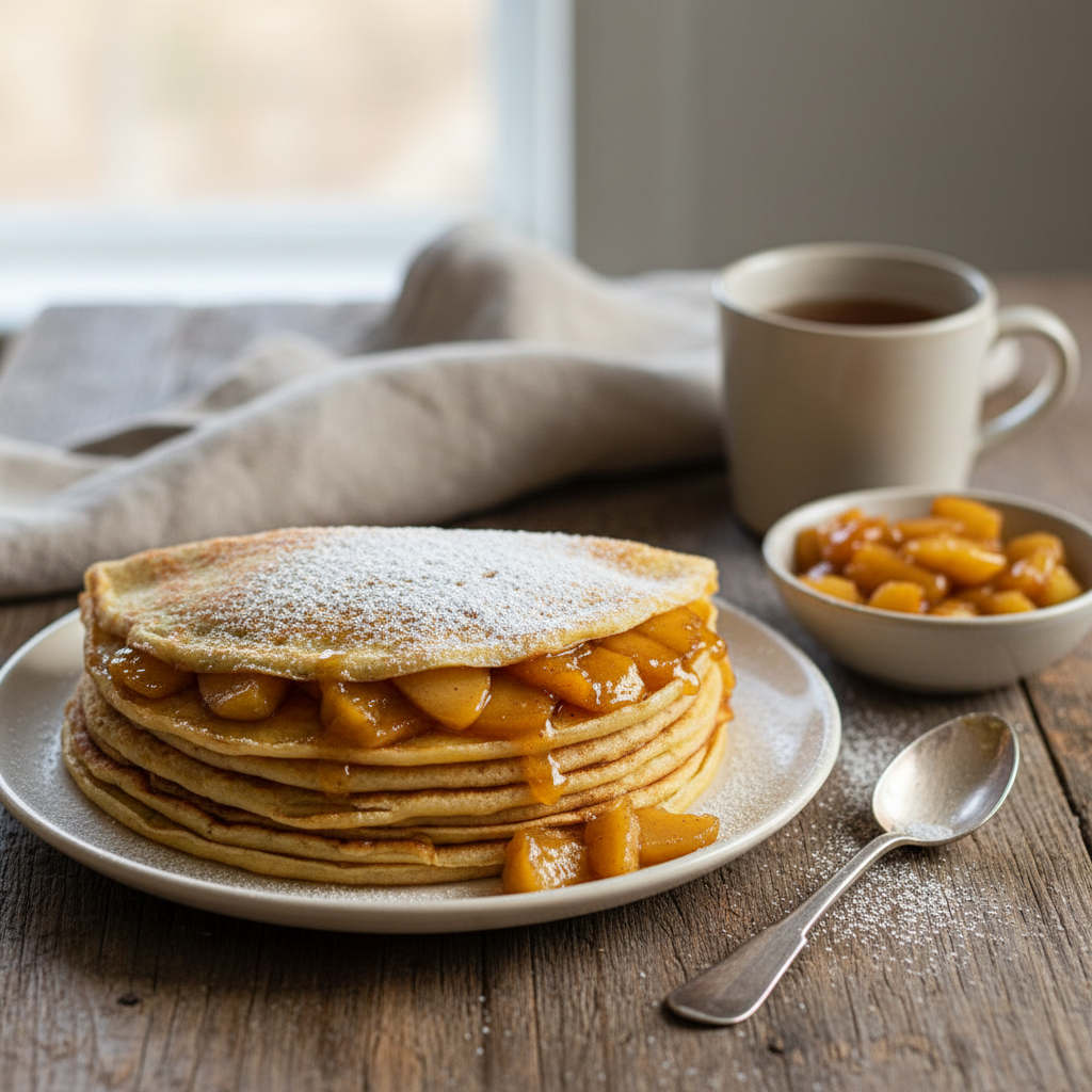 Crêpes Sucrées aux Pommes et Sucre